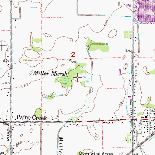 Topographic Map of Miller Marsh, MI