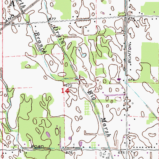 Topographic Map of Miller Marsh Drain, MI