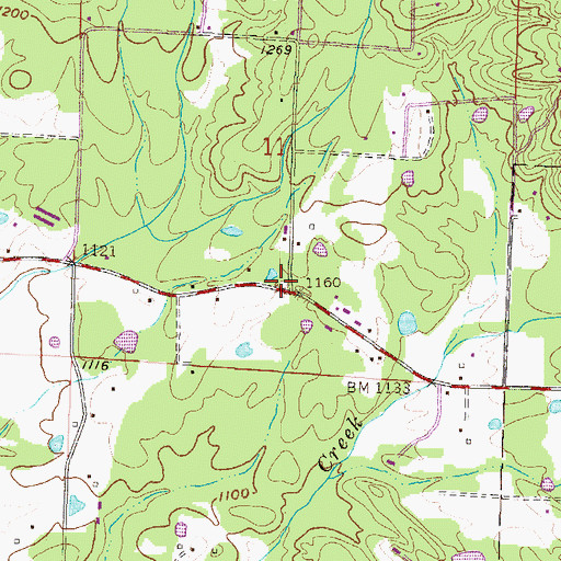 Topographic Map of Olivers Chapel, AR