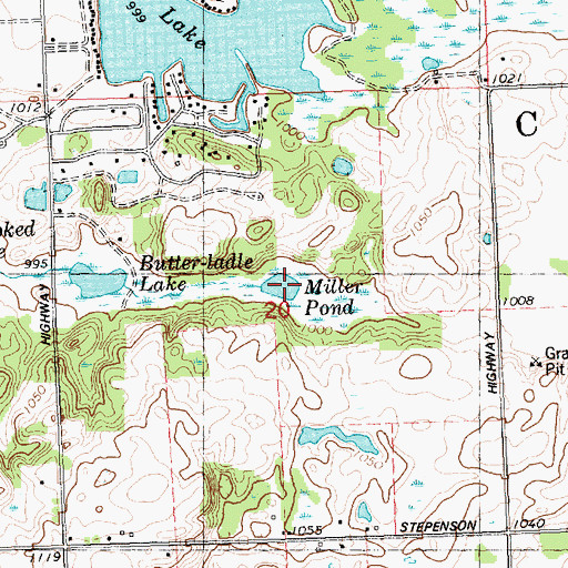 Topographic Map of Miller Pond, MI