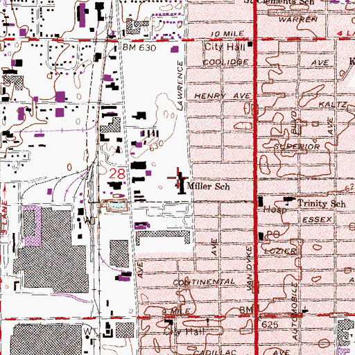 Topographic Map of Miller School, MI