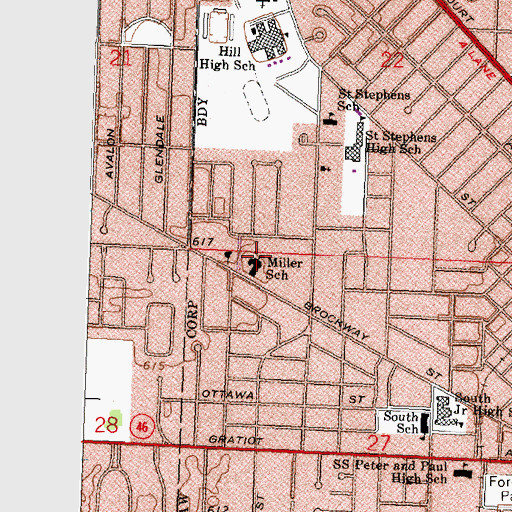 Topographic Map of Miller School, MI