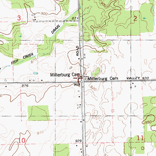 Topographic Map of Millerburg School, MI