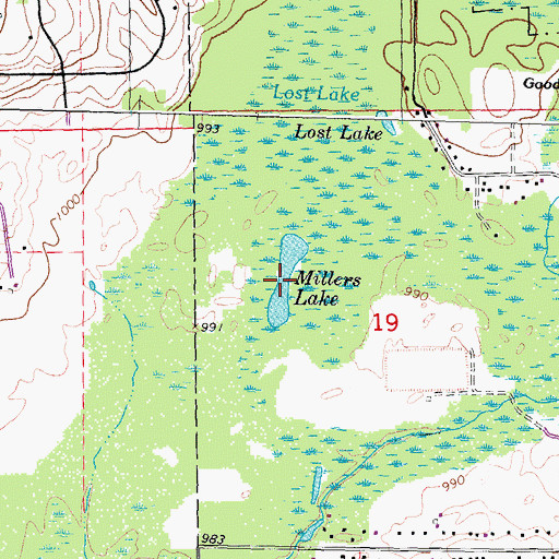 Topographic Map of Millers Lake, MI