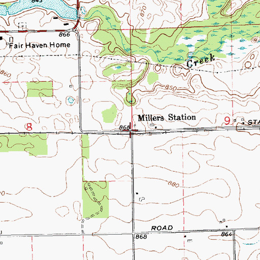 Topographic Map of Millers Station, MI