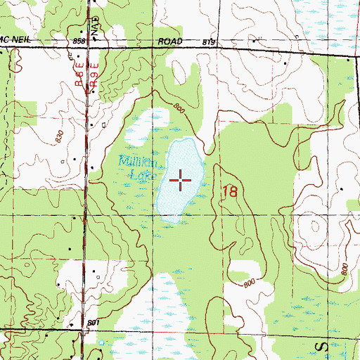 Topographic Map of Millikin Lake, MI