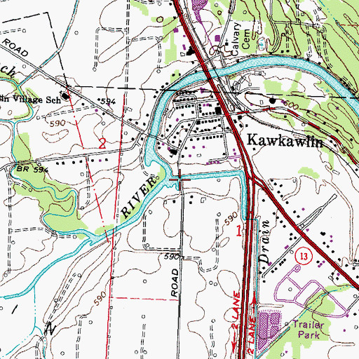 Topographic Map of Millpond Drain, MI