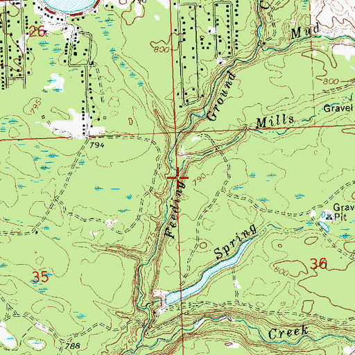 Topographic Map of Mills Creek, MI