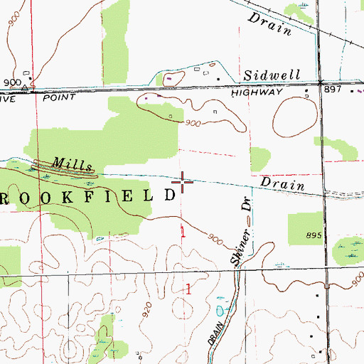 Topographic Map of Mills Drain, MI