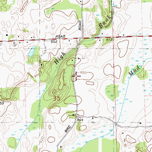 Topographic Map of Mills School, MI