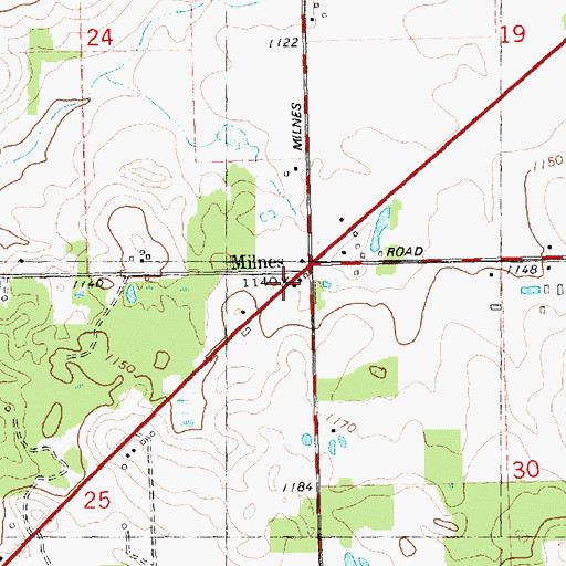 Topographic Map of Milnes School, MI