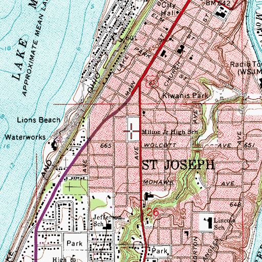Topographic Map of Milton Junior High School, MI