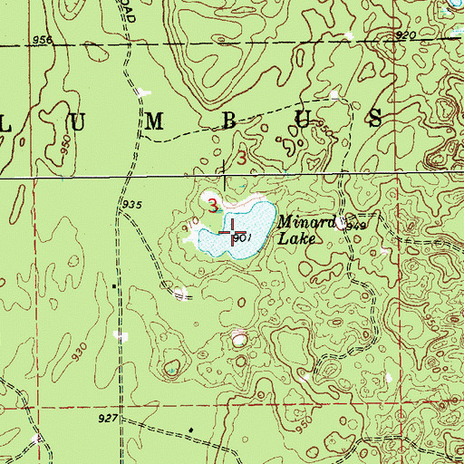 Topographic Map of Minard Lake, MI
