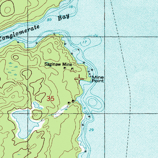 Topographic Map of Mine Point, MI