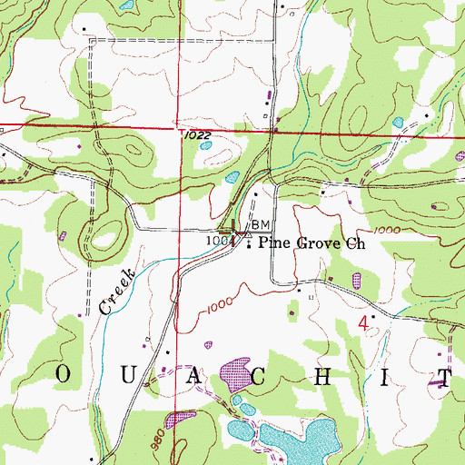 Topographic Map of Pine Grove, AR