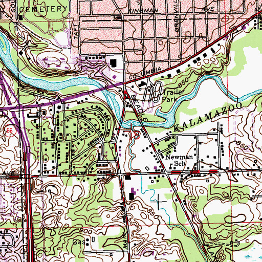 Topographic Map of Minges Brook, MI