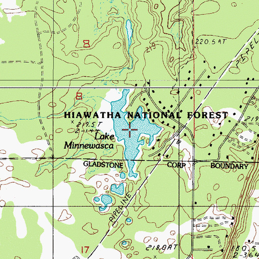 Topographic Map of Lake Minnewasca, MI