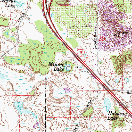 Topographic Map of Minnie Lake, MI