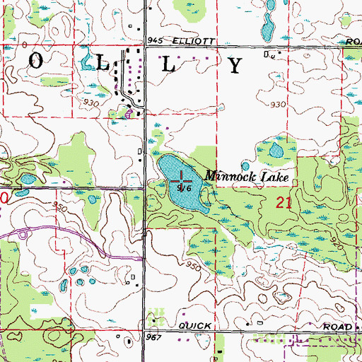Topographic Map of Minnock Lake, MI