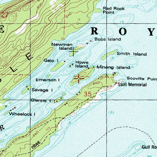 Topographic Map of Minong Island, MI