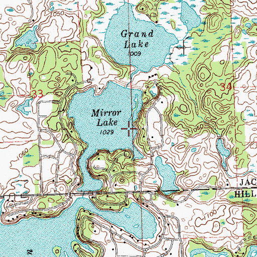 Topographic Map of Mirror Lake, MI