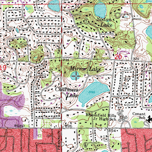 Topographic Map of Mirror Lake, MI