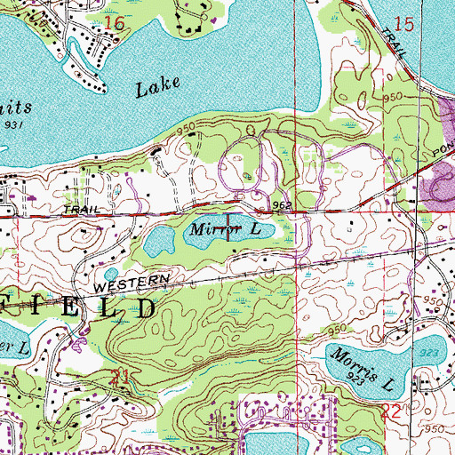 Topographic Map of Mirror Lake, MI