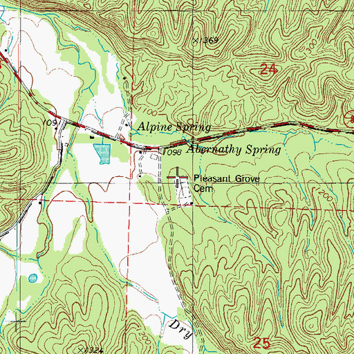 Topographic Map of Pleasant Grove Cemetery, AR