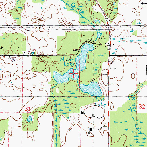 Topographic Map of Mirror Lake, MI