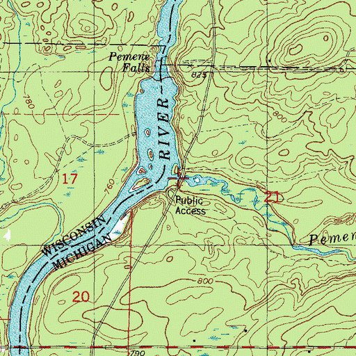 Topographic Map of Miscauna Creek, MI