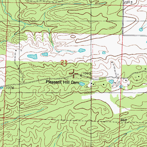 Topographic Map of Pleasant Hill, AR