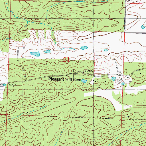 Topographic Map of Pleasant Hill Cemetery, AR