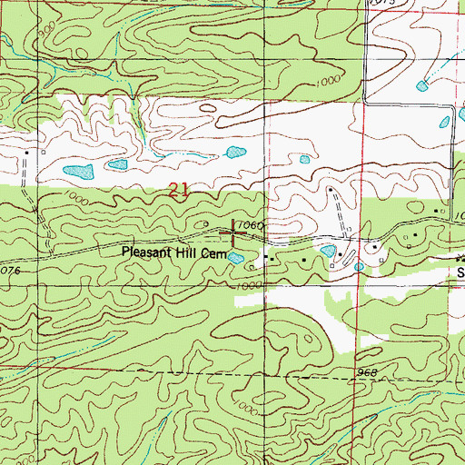Topographic Map of Pleasant Hill Freewill Baptist Church (historical), AR