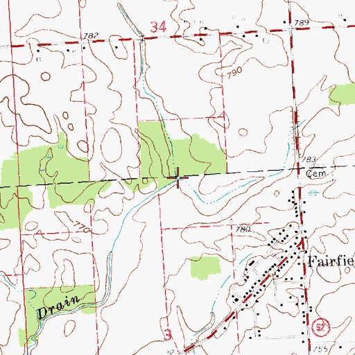 Topographic Map of Mitchell Drain, MI