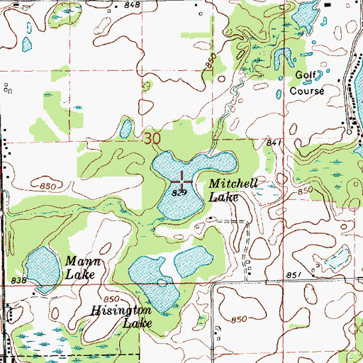 Topographic Map of Mitchell Lake, MI