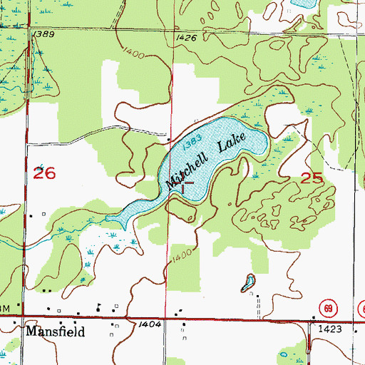 Topographic Map of Mitchell Lake, MI