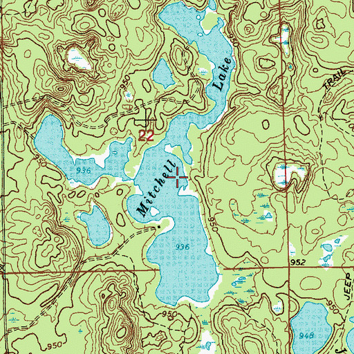 Topographic Map of Mitchell Lake, MI