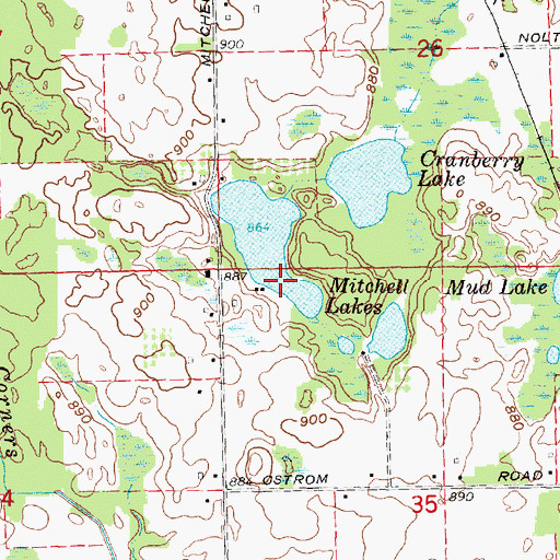 Topographic Map of Mitchell Lakes, MI