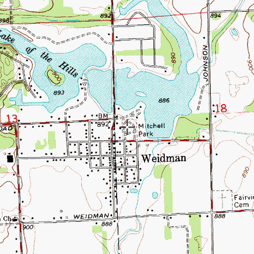 Topographic Map of Mitchell Park, MI