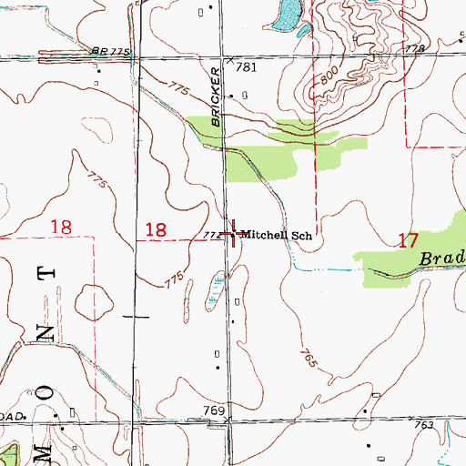 Topographic Map of Mitchell School, MI