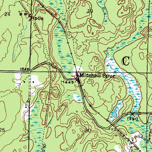 Topographic Map of Mitchell Spur, MI