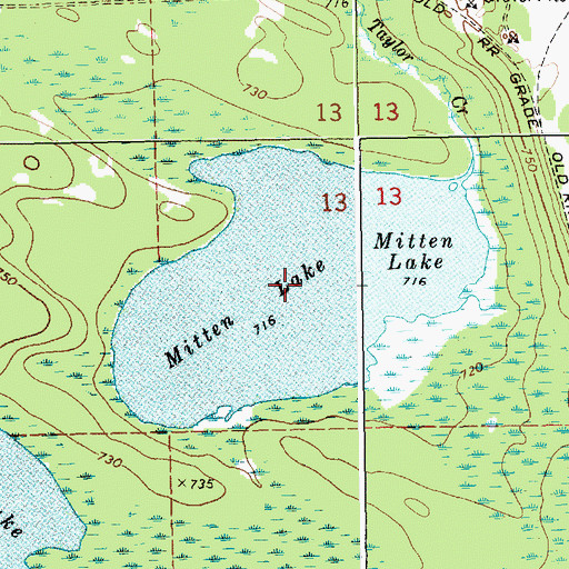 Topographic Map of Mitten Lake, MI