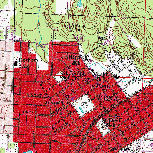 Topographic Map of Polk County Courthouse, AR