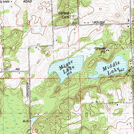 Topographic Map of Mixer Lake, MI