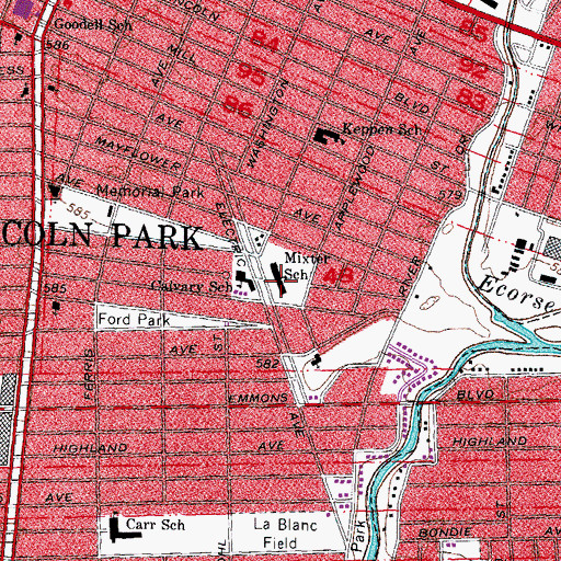 Topographic Map of Mixter School, MI