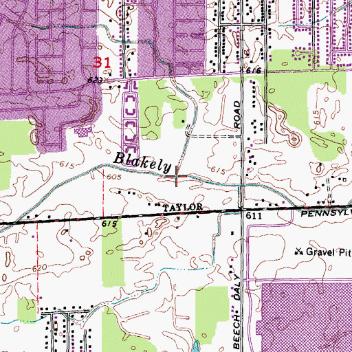 Topographic Map of Mizner Drain, MI