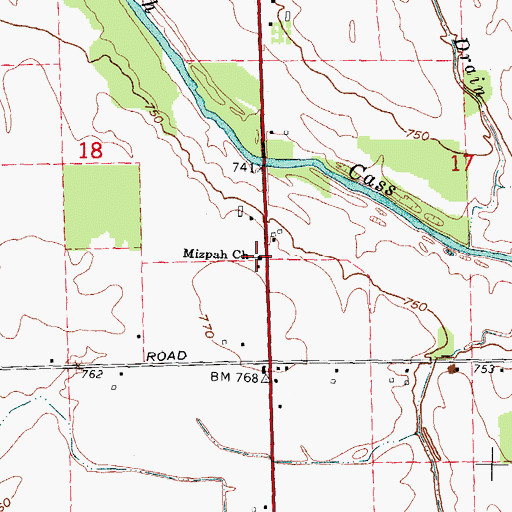 Topographic Map of Mizpah Church, MI