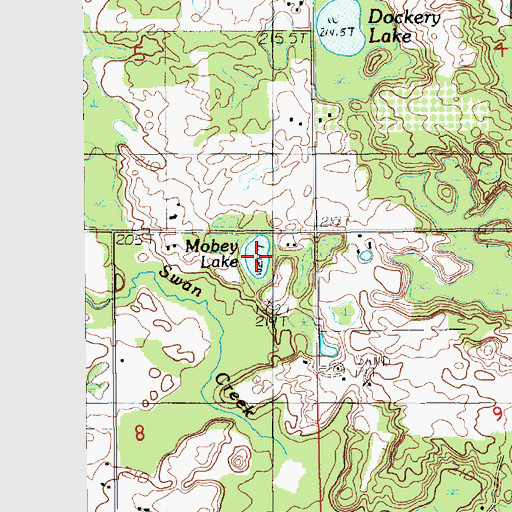Topographic Map of Mobey Lake, MI