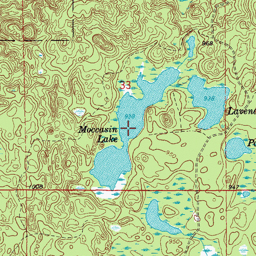 Topographic Map of Moccasin Lake, MI