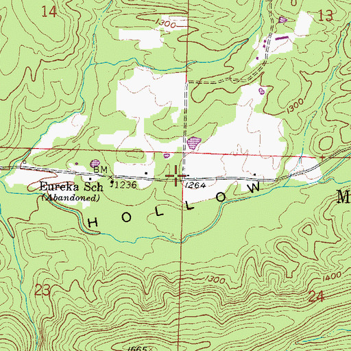 Topographic Map of Posey Hollow, AR